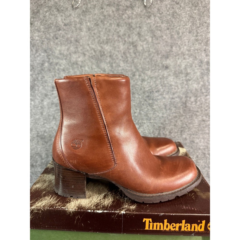 NWB Timberland Alyse Walnut Dash Brown Leather Ankle Boots 62318 Womens 7.5 M